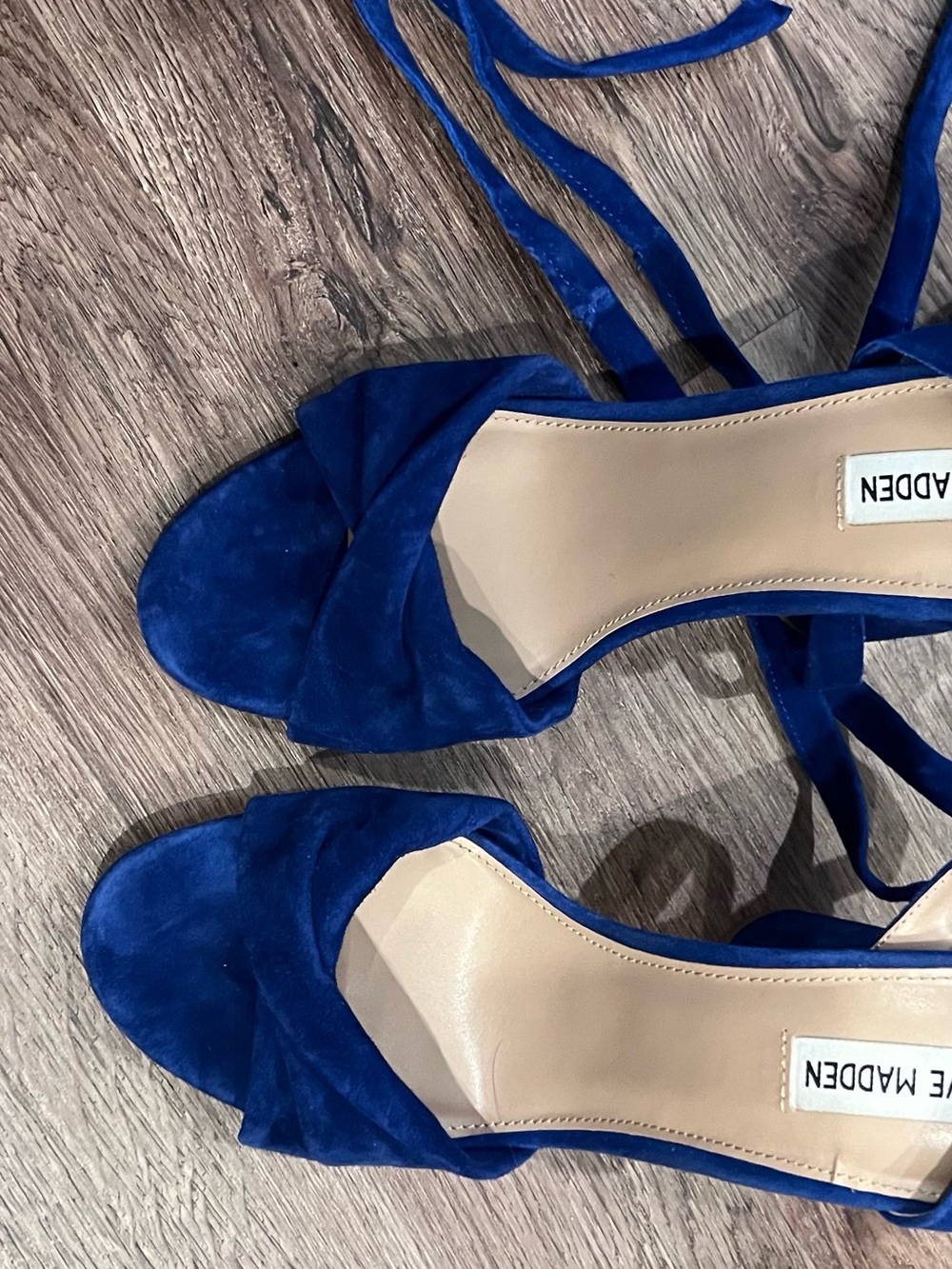 Steve Madden Blue Suede Wrap-Strap Heels